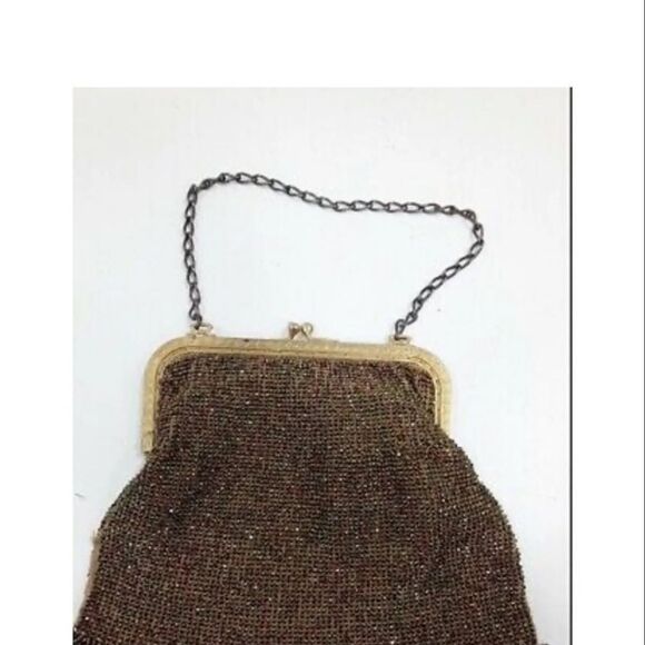 Vintage Fine Needlepoint Evening Bag Beaded Frame Tapestry Handbag - Picture 3 of 5